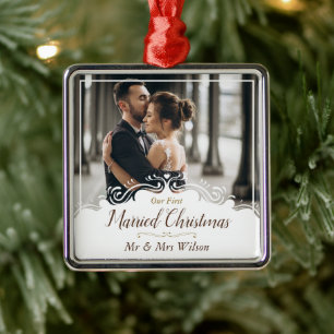 Elegant Unser erstes verheiratetes Weihnachten Ein Ornament Aus Metall