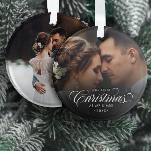 Elegant Unser erstes Weihnachten als Mr. & Mrs. 2- Ornament