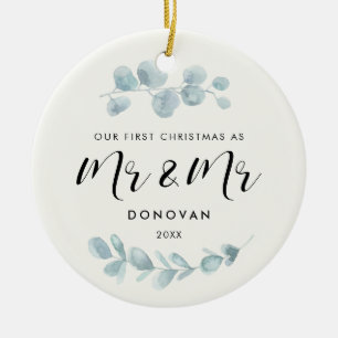 Elegant Unsere ersten Weihnachten als Mr. und Mr.  Keramik Ornament