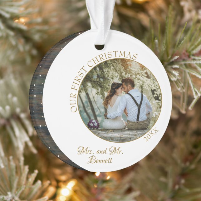 Elegant Unsere ersten Weihnachten als Mrs. & Mr. F Ornament (Baum)
