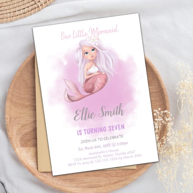 Elegant unter den Party Einladungen des Meeres für (Copper Tail Mermaid Birthday Invitations)