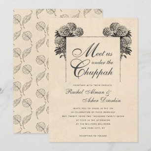 Elegant unter der Chuppah Vintage jüdische Hochzei Einladung