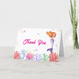 Elegant unter der Meerjungfrau Korallendusche Dankeskarte