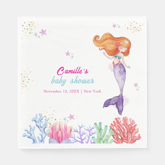 Elegant unter der Meerjungfrau Korallendusche Serviette (Vorderseite)
