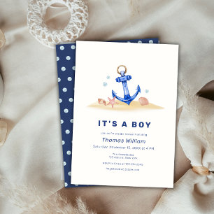 Elegant unter der Nautical Anchor Babydusche Einladung
