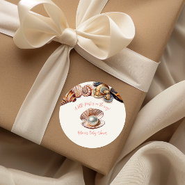 Elegant unter der Sea Girl Pearl Baby Dusche Runder Aufkleber
