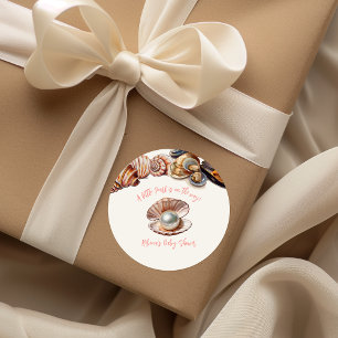 Elegant unter der Sea Girl Pearl Baby Dusche Runder Aufkleber
