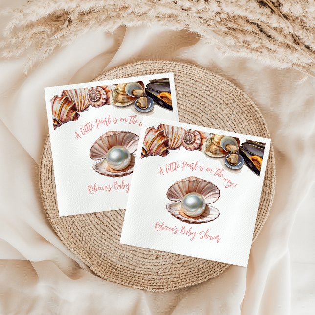 Elegant unter der Sea Girl Pearl Baby Dusche Serviette (Von Creator hochgeladen)