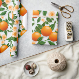 Elegant Valencia Orange Floral Geschenkpapier