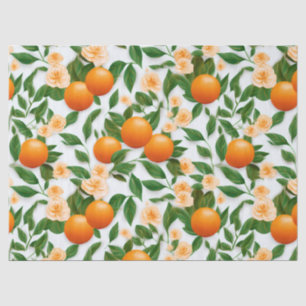 Elegant Valencia Orange Floral Seidenpapier