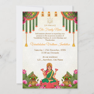 Elegant Varalakshmi Vratham Einladungskarte Einladung