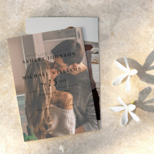 Elegant Vellum Overlay 2 Foto Hochzeit Einladung