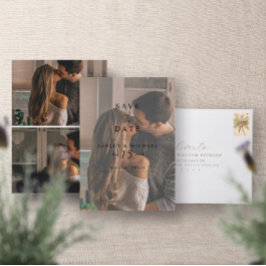 Elegant Vellum Overlay Wasserfarbe 3 Foto Hochzeit Save The Date