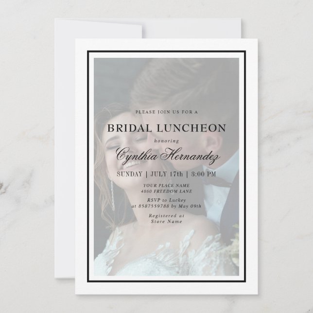 Elegant Vellum Typografy Script Bridal Luncheon Einladung (Vorderseite)