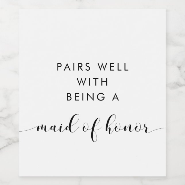 Elegant verbindet sich gut mit der Trauzeugin Weinetikett (Einzelnes Label)