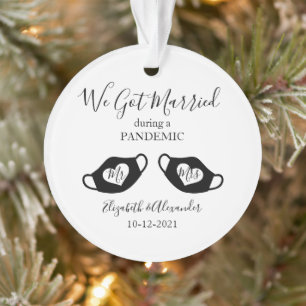 Elegant Verheiratet während pandemischer Foto Weih Ornament
