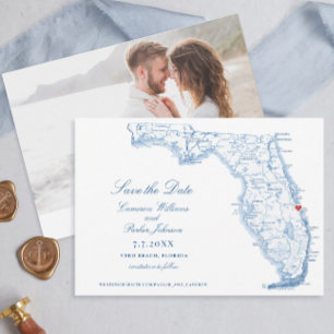 Elegant Vero Beach Florida Wedding Navy Karte