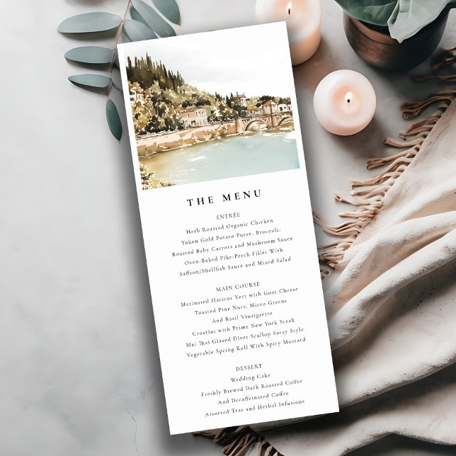 Elegant Verona Adige River Italy Wedding Menu Card Einladung (Von Creator hochgeladen)