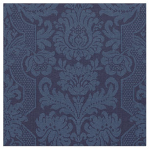 Elegant Verziert Blue Viktorianisch Damask Stoff