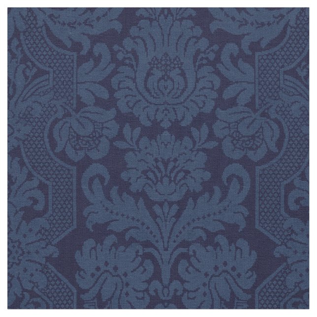 Elegant Verziert Blue Viktorianisch Damask Stoff (Nahaufnahme)