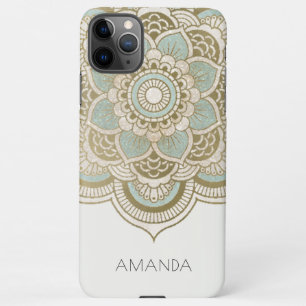 Elegant Verziert Gold Aquamarin Türkis Mandala iPhone 11Pro Max Hülle
