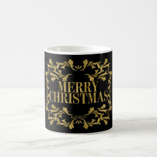 Elegant Verziert Gold Frohe Weihnachtskaffee Tasse