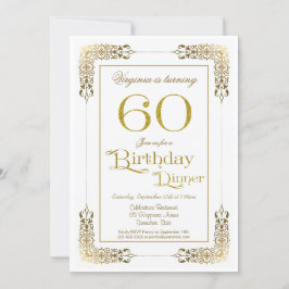 Elegant Verziert Gold Lace 60. Geburtstag Abendess Einladung