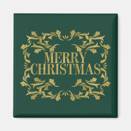 Elegant Verziert Gold Merry Christmas Square Magne Magnet