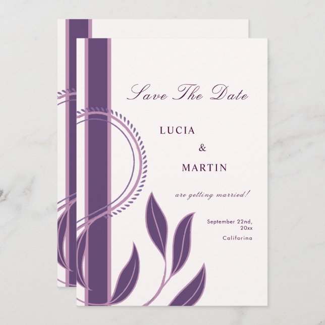 Elegant Verziert Paisley Fated Floral Save the Dat Einladung (Vorne/Hinten)