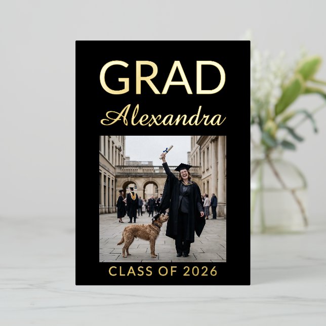 Elegant Veterinary Medicine Graduation Party Folieneinladung (Stehend vorne)