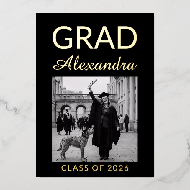 Elegant Veterinary Medicine Graduation Party Folieneinladung (Vorderseite)