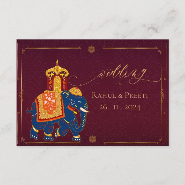 Elegant Vibrant Red Gold Mandala Indian Wedding Begleitkarte (Vorderseite)