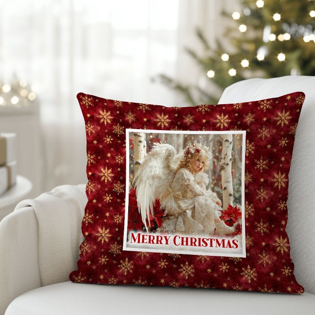 Elegant Victorian Angel Red Gold Accent Christmas  Kissen (Elegant Victorian Angel Red Gold Accent Christmas Pillow

)