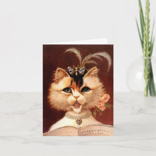 ELEGANT VICTORIAN PARLOR CAT w/ MUSIC CARD Karte