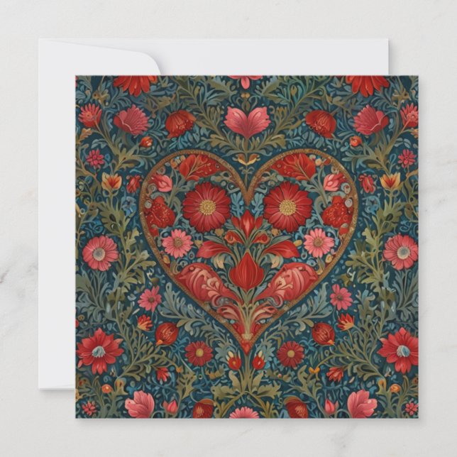 Elegant Victorian Valentines Day heart design Einladung (Vorderseite)