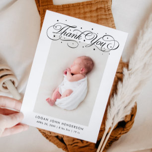 Elegant Vielen Dank, Calligraphy White Birth Ankündigung