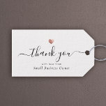 Elegant Vielen Dank für Ihr modernes Script Rose G Geschenkanhänger<br><div class="desc">Dieses moderne schicke Rose Goldene Herz-Dankeschön-Geschenktag bietet handgeschriebene Skriptkalligraphie neben Ihrem kleinen Firmennamen in eleganter Serifentypografie. Platz für zusätzliche Nachrichten auf der Rückseite. Dies ist die horizontale schwarz-weiße Version.</div>
