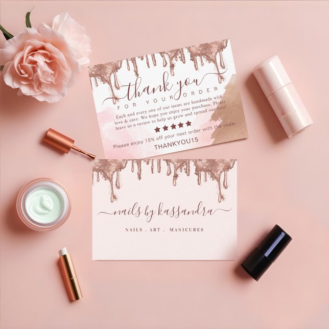 Elegant Vielen Dank für Ihre Bestellung Gold Glitz Dankeskarte (Elegant Thank you for your Order Gold Glitter Drip)