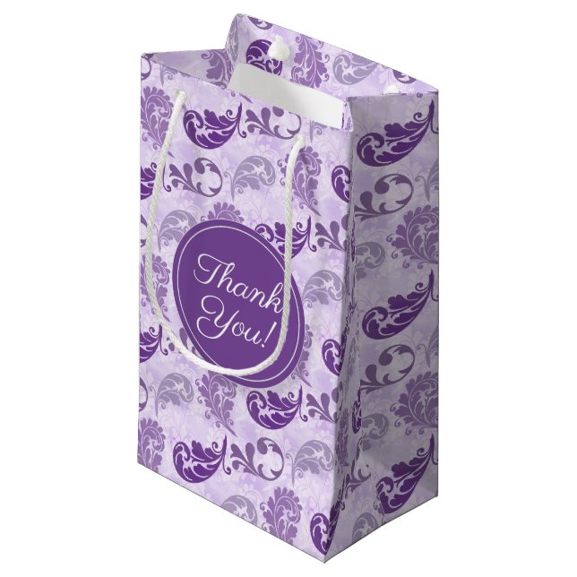Elegant Vielen Dank Lavender Lila Kleine Geschenktüte (Vorderseite Schrägansicht)