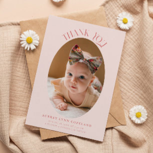 Elegant Vielen Dank Oval Pink Baby Foto Ankündigung
