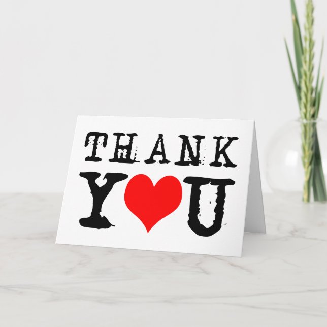 Elegant Vielen Dank Red Heart anpassbar Dankeskarte (Vorderseite)