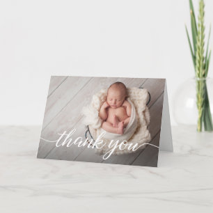 Elegant Vielen Dank Script Custom Foto Baby Shower Karte