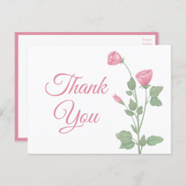 Elegant Vielen Dank Watercolor Spring Pink Floral Postkarte