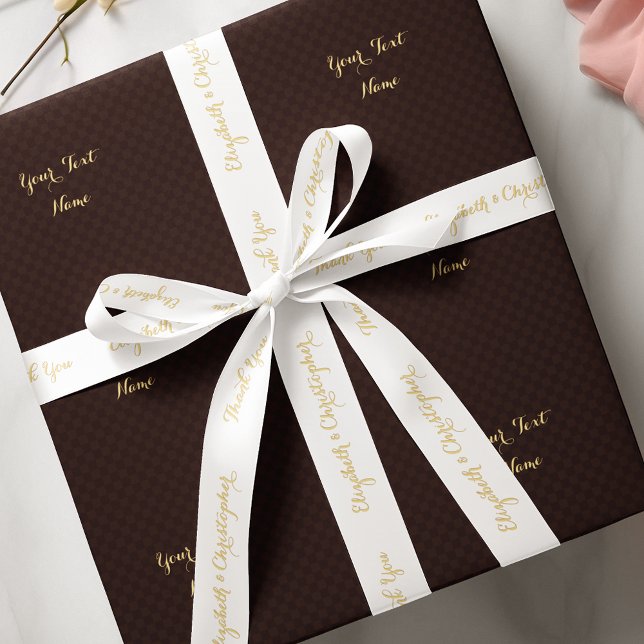 Elegant Vielen Dank White Gold Custom Wedding Gefa Satinband (Elegant Thank You White Gold Custom Wedding Favor Satin Ribbon)