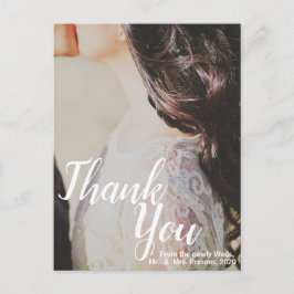 Elegant Vielen Dank White Script Foto Wedding Post Postkarte