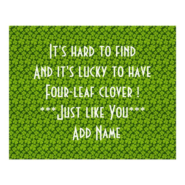 Elegant Vierblättriges Kleeblatt Floral Fotodruck (Vorne)