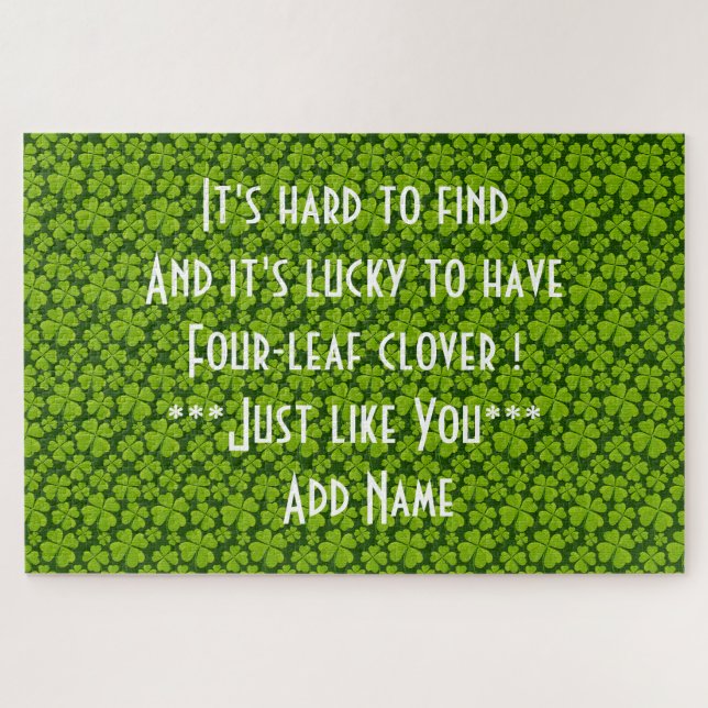 Elegant Vierblättriges Kleeblatt Floral Puzzle (Horizontal)