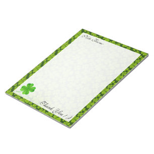 Elegant Vierblättriges Kleeblatt florales Notepad Notizblock