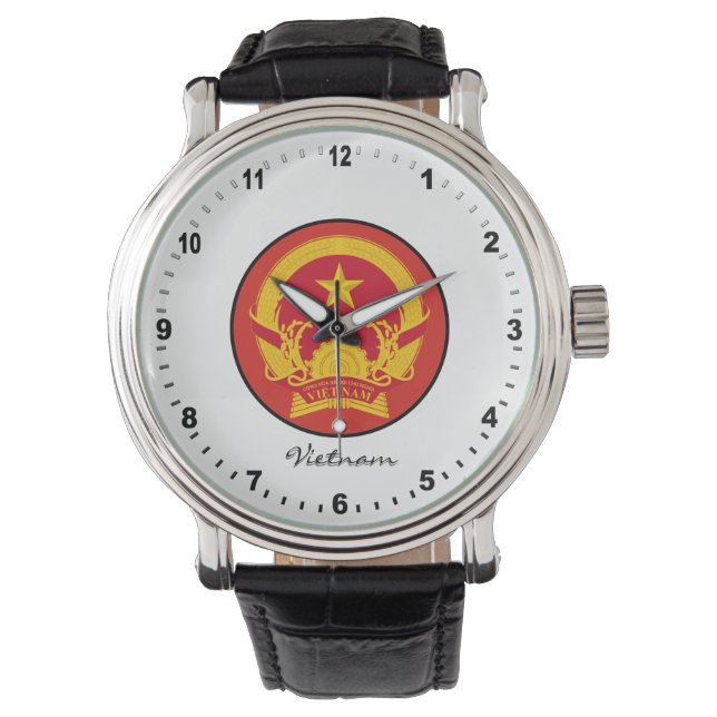 Elegant Vietnam Watch & Vietnamese Flag / Hanoi Armbanduhr (Vorderseite)