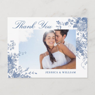 Elegant Viktorianisch Blue French Floral Vielen Da Postkarte